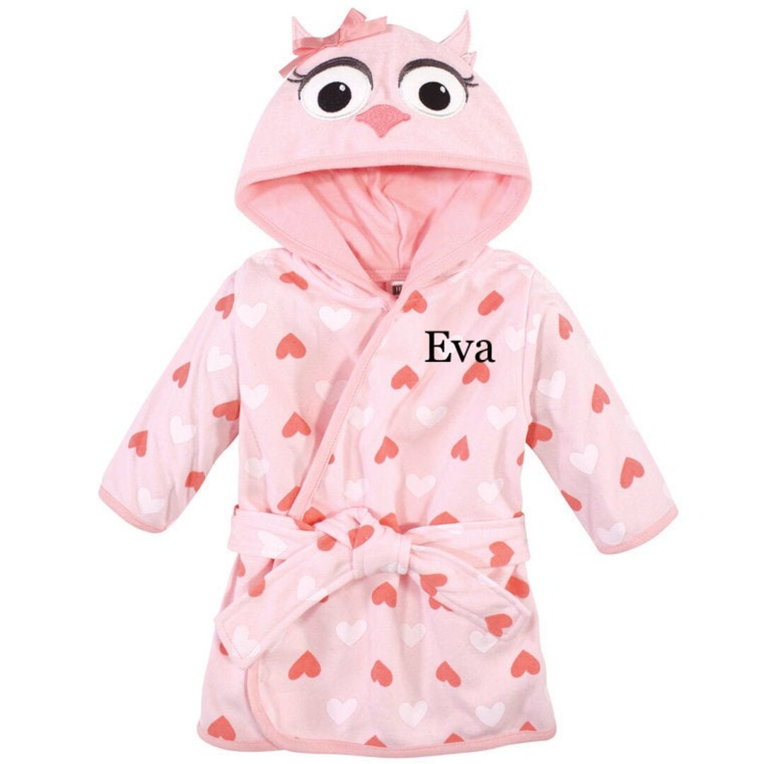 NEW Personalized Owl Bathrobe, Hooded Baby Bathrobe, Embroidered Hooded Robe, Baby Shower