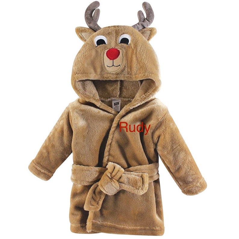 Personalized Boy Reindeer Robe/hooded Baby Etsy