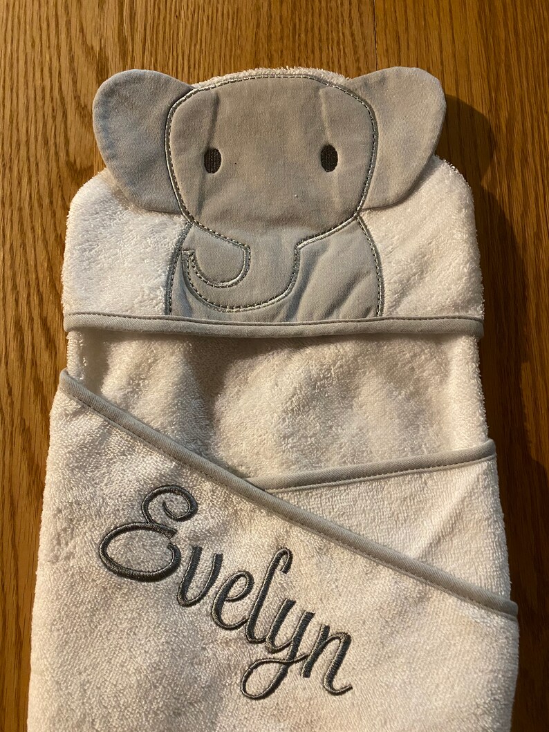 Personalized Modern Elephant Hooded Towel Hooded Baby Towel Etsy