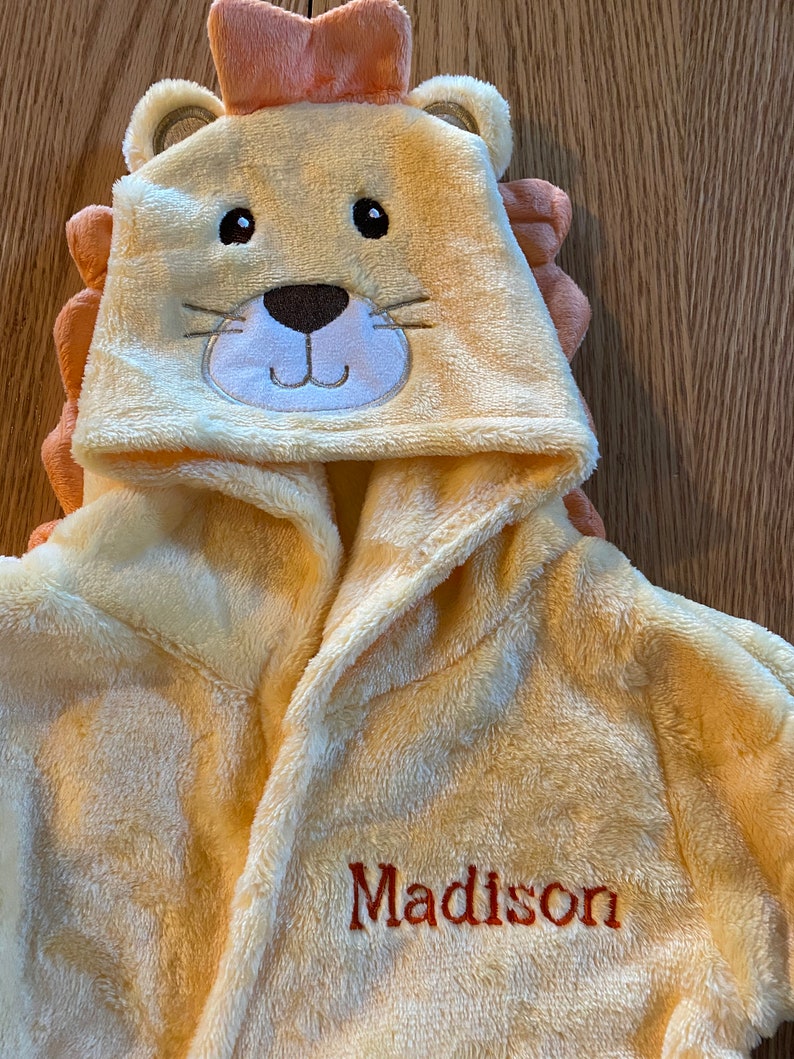 Personalized Lion Bathrobe Hooded Baby Bathrobe Embroidered Etsy
