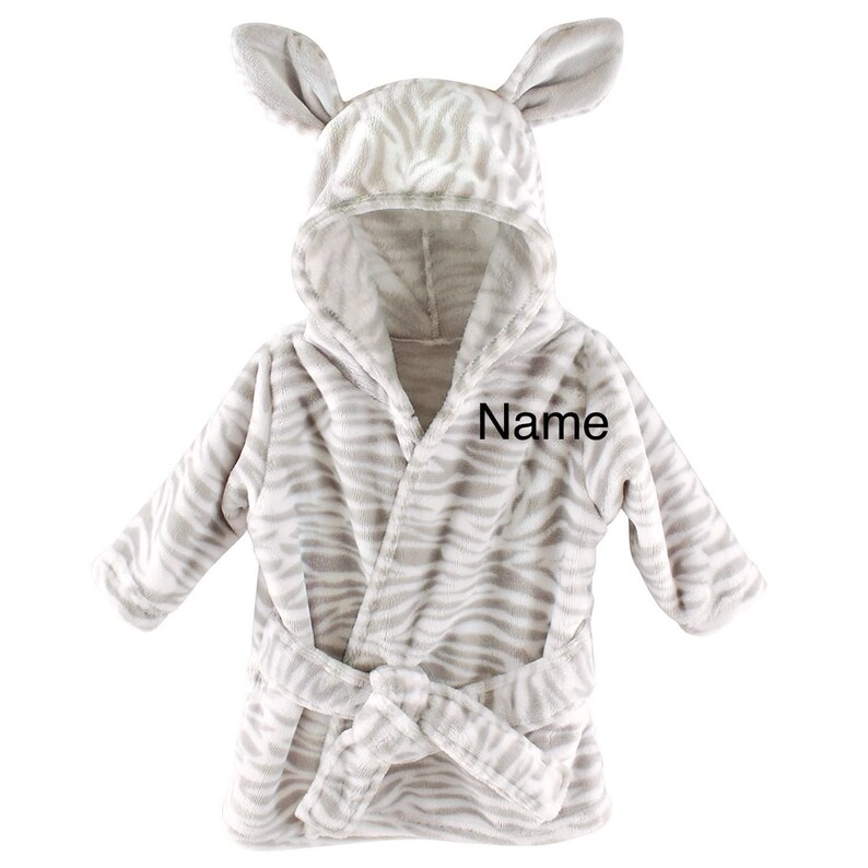 Personalized Zebra Bathrobe Hooded Baby Bathrobe Embroidered Etsy