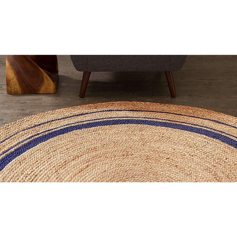 Natural Jute Round Rug 8x8 Feet Handwoven Jute Area Rug Indian Braided