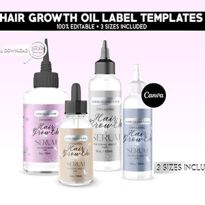Dropper Bottle Label Template | Hair Growth Oil Label Template | Hair Product Label | Hair Oil Product Label Template