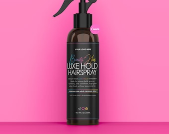 Editable Hair Spray Label Template, Minimalist Hair Care Bottle Wrapper Design (Digital Download)