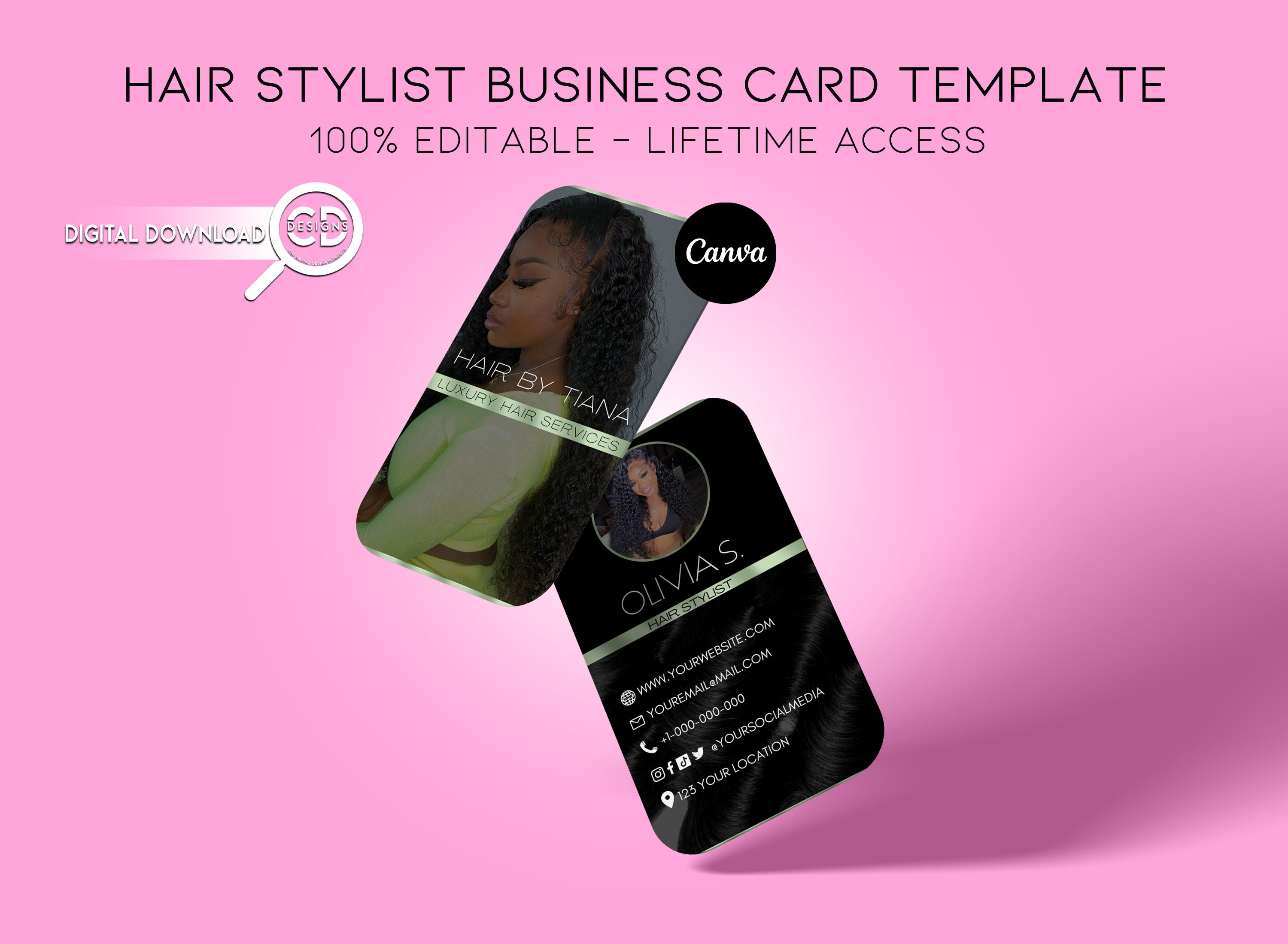 Hair Stylist Business Card Template Hair Business Card Etsy
