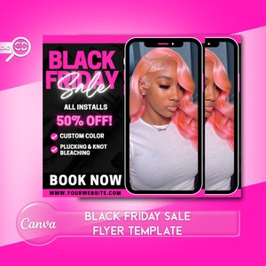 Black Friday Flyer Template | Hair Black Friday Sale Flyer | Social Media Flyer