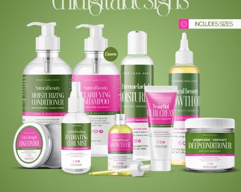 Natural Hair Care Product Label Template Bundle | Beauty Label Templates | Hair Care Product Label Templates
