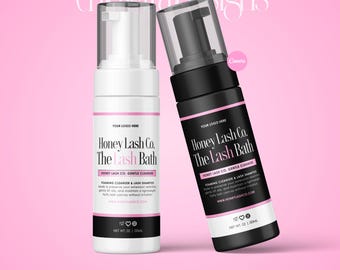 Lash Shampoo Cleanser Label Design, Editable Canva Template (Digital Download)