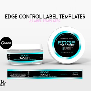 Edge Control Label Design Template | Haarprodukt-Etikett | Bearbeitbares Edge Control Label | Blauer Randkontrollaufkleber | Sticker Label Design