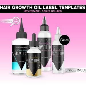 Hair Growth Oil Label Template | Dropper Bottle Label Template | Hair Product Label | Hair Oil Product Label Template