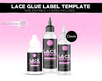 Lace Glue Label Template | Lace Adhesive Label Template | DIY Lace Glue Label | Wig Glue label | Editable Hair Product Label Template
