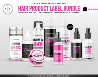 Hair Product Label Template Bundle Beauty Label Templates Hair