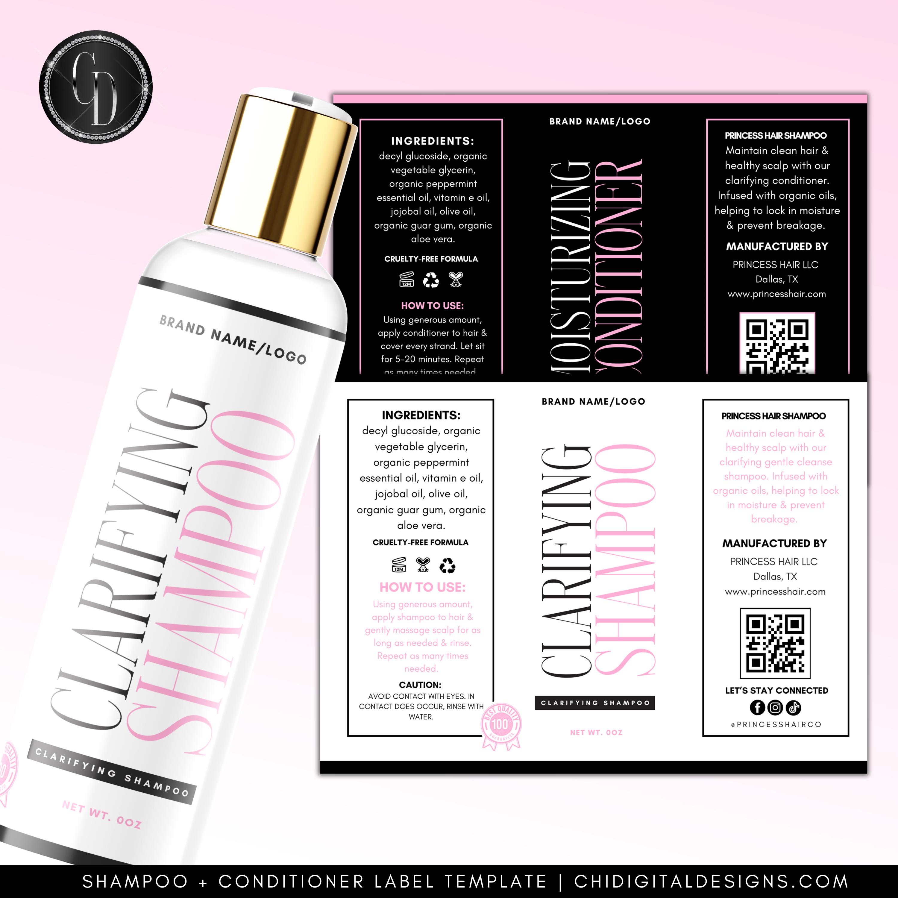 Mini Conditioner Label Luxury Shampoo Conditioner Label Templates | Hair Product Label ...