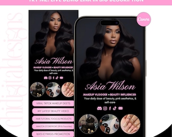 Beauty Influencer Link in Bio Canva Template | Glam Social Media Landing Page