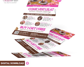 Editable Bakery Flyer Template, Sweet Treats Menu, Pastry Shop Marketing, DIY Bakery Price List, Cupcake & Donut Shop