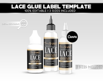 Black & Gold Lace Glue Label Template | Lace Adhesive Label Template | DIY Lace Glue Label | Wig Glue label | Hair Product Label Template