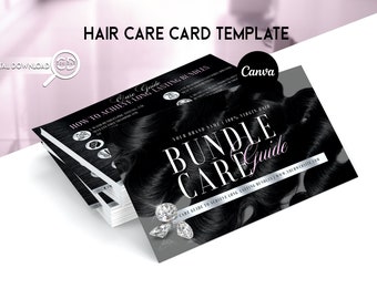 Hair Care Card Template | After Care Card Template | Hair Care Instructions | Weave Care Guide Card Template | Hair Business Packaging