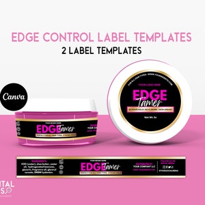 Edge Control Label Design Template | Etikett für Haarprodukte | Bearbeitbares Edge Control Label | Rosa Randkontrolletikett | Sticker Label Design