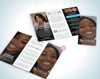 Veneers Trifold Brochure Template, Canva Editable Cosmetic Dentists (Digital Download)