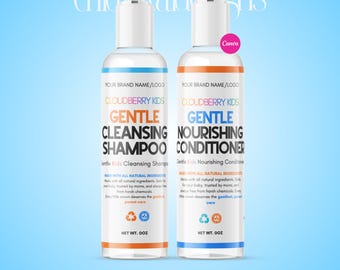 Kids Shampoo + Conditioner Label Template | Canva Editable Product Design