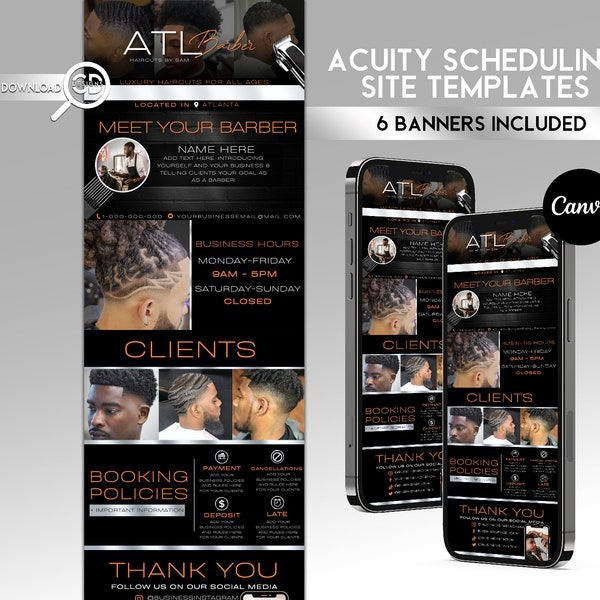 Barber Acuity Site Scheduling Template | Haircuts Acuity Website Template | Barber Booking Site