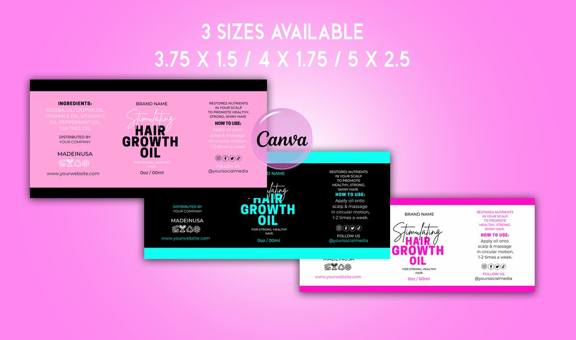 Dropper Bottle Label Template | Hair Growth Oil Label Template | Hair ...