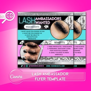 Lash Ambassador Flyer Template | Lash Model Flyer Tenplate  | Lash Tech Flyer | Instagram Flyer | Canva Flyer Template