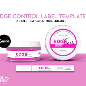 Edge Control Label Design Template | Hair Product Label | Editable Edge Control Label | Pink Edge Control Label | Sticker Label Design