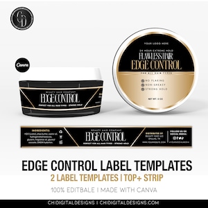 DIY Edge Control Label Design-Vorlage | Haar Produkt Label | Bearbeitbares Kantensteueretikett | Pinkes Kantenkontrolletikett