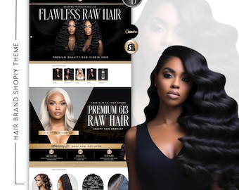 May include: Website homepage for a hair company called Beauty Hair Company. The website features a black and white colour scheme with the text "Flawless Raw Hair" and "Premium 613 Raw Hair". The website also features a photo of a woman with long, black hair.