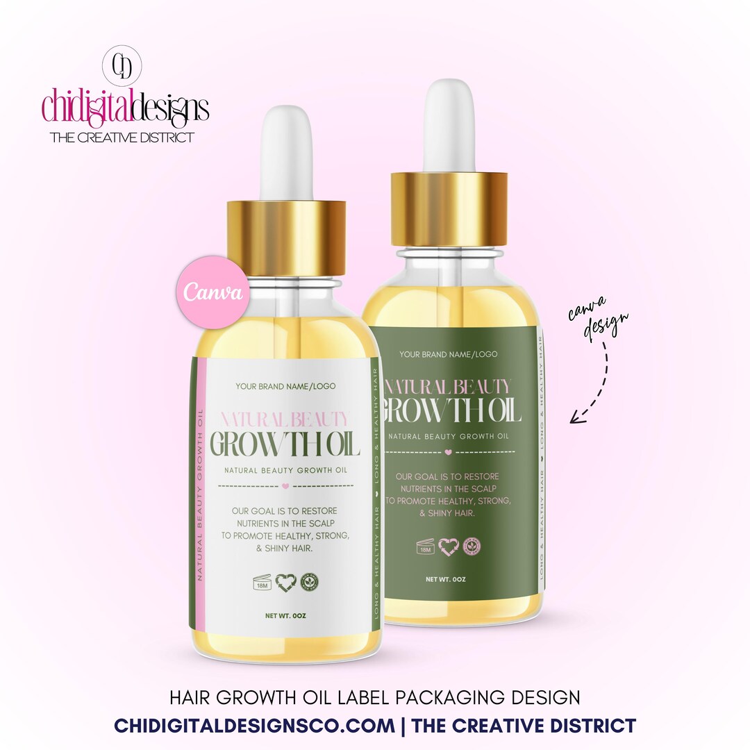 Hair Growth Oil Dropper Bottle Label Template | Hair Product Label ...