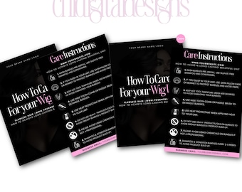 Wig Care Card Template | DIY Hair Business (Digital Template)