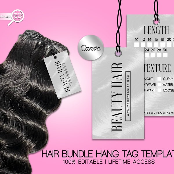 Hair Bundle Tags Template | Hair Tags For Bundles| Hair Hang Tags | Hair Business Packaging
