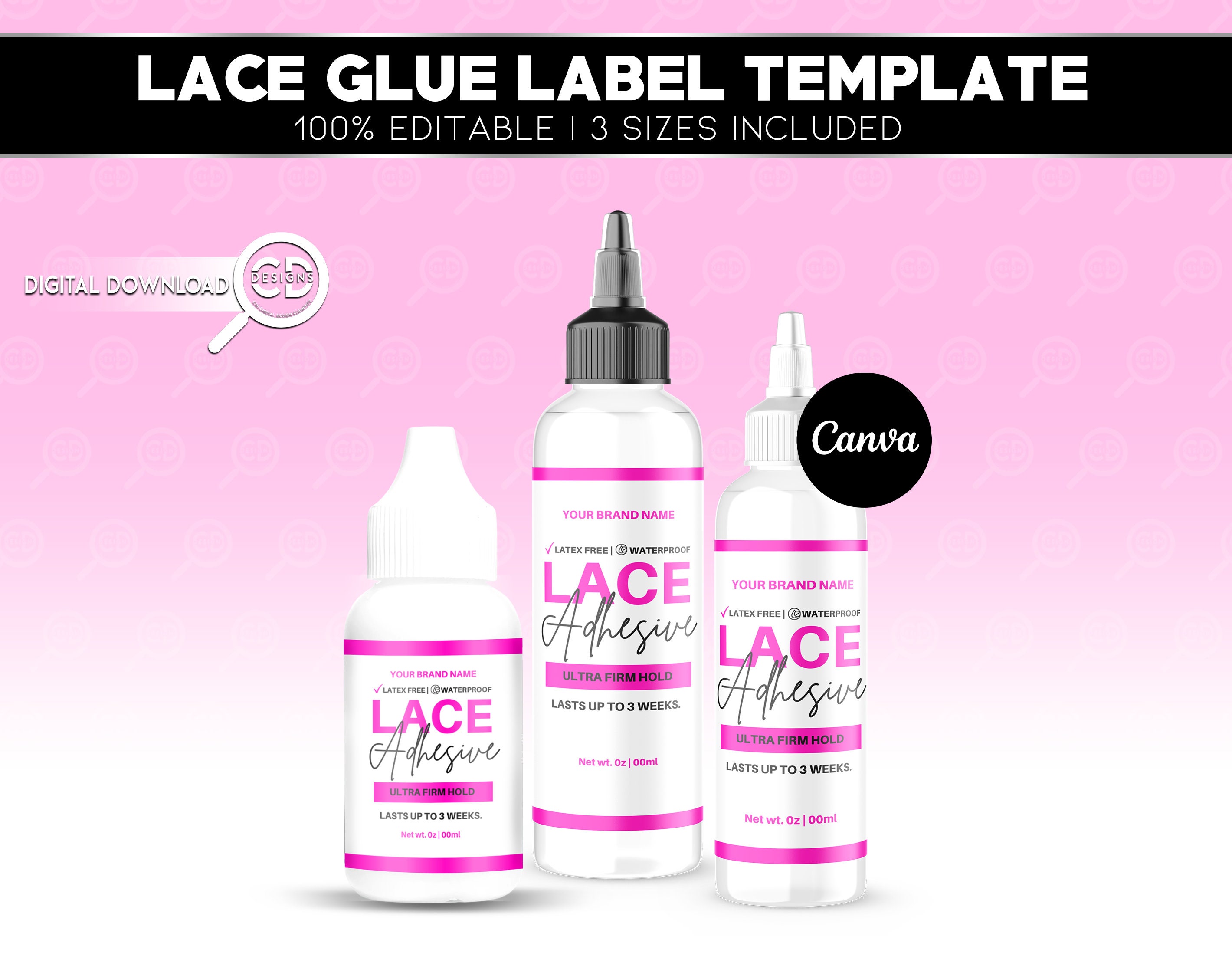 Lace Glue Label Template Lace Adhesive Label Template DIY Etsy