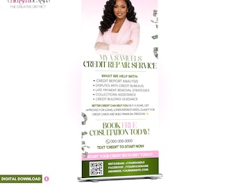 Credit Repair Retractable Banner Template, Financial Flyer, Consultant Marketing (Digital Download)