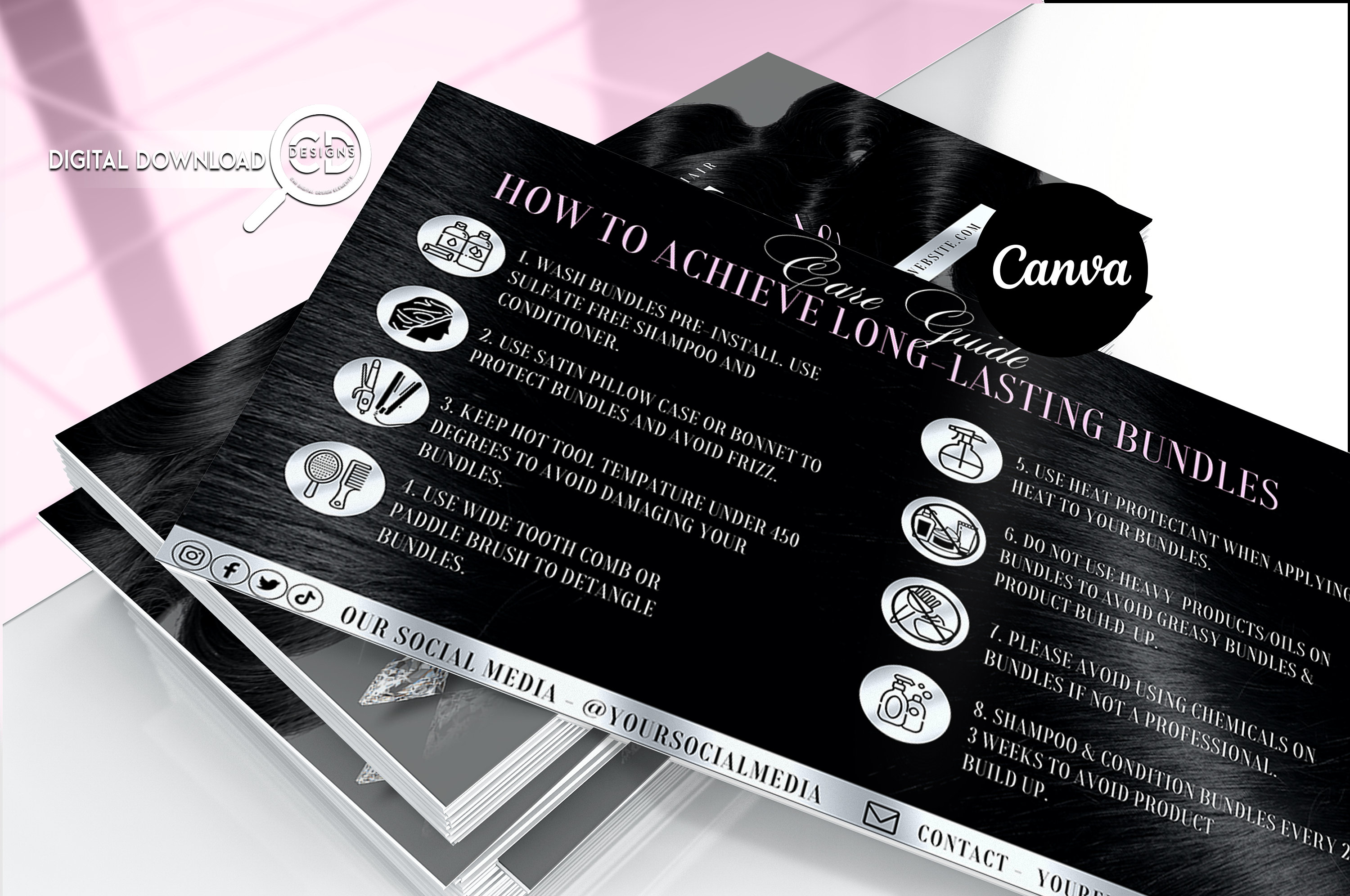 Hair Care Card Template After Care Card Template Hair Care Etsy