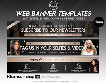 Editable Hair Website Banners Template | Shopify Wix Banners (Canva)