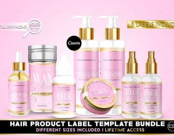 Hair Product Label Template Bundle | Beauty Label Templates | Hair Care Product Label Templates