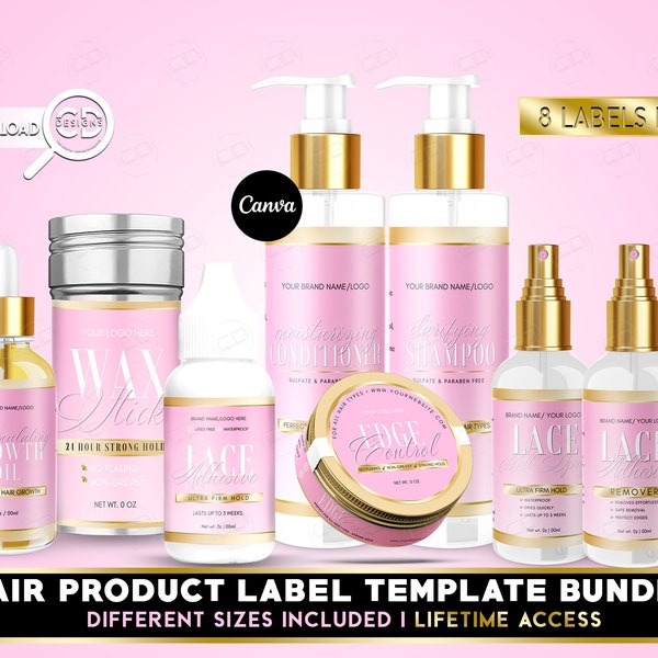 Hair Product Label Template Bundle | Beauty Label Templates | Hair Care Product Label Templates