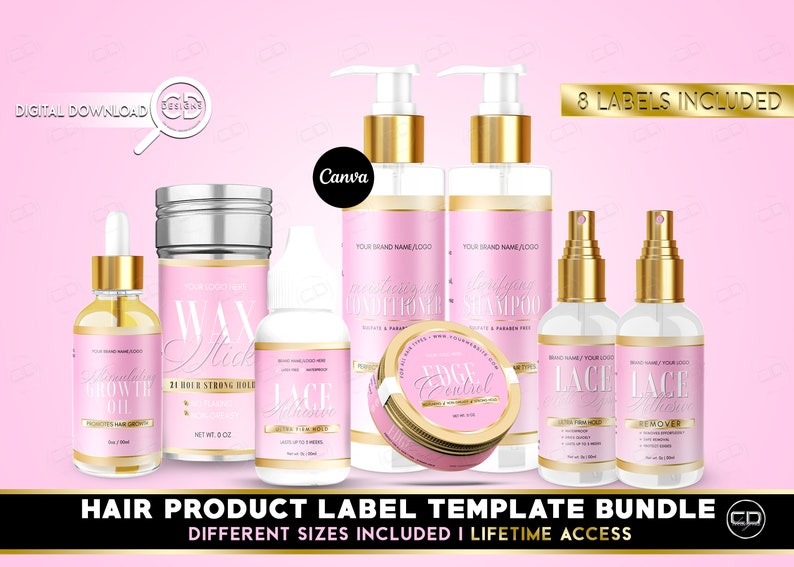 Hair Product Label Template Bundle Beauty Label Templates Etsy