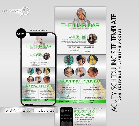 Hairstylist Acuity Scheduling Template | Hairstylist Acuity Booking Site