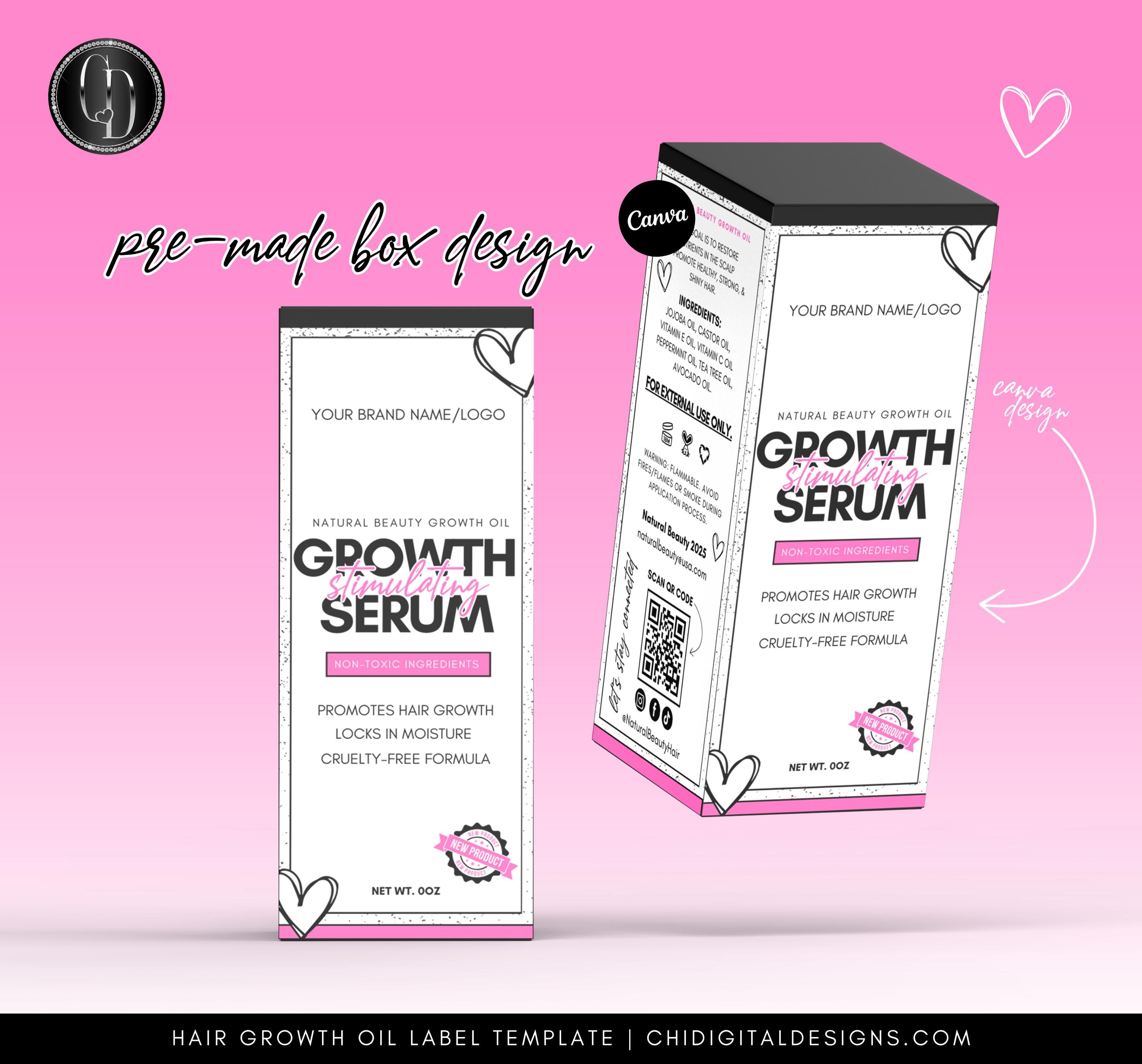 Hair Growth Oil Label Template: Editable Canva Design (2-8 Oz) (digital ...