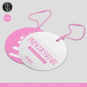 Circle Hair Hang Tag & Bundle Wrap Template | Luxury Hair Tags | Luxury Bundle Wraps | Hair Business Packaging