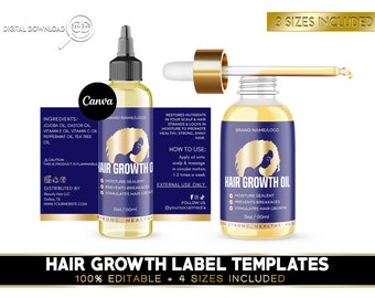 Dropper Bottle Label Template | Hair Growth Oil Label Template | Hair Product Label | Hair Oil Product Label Template