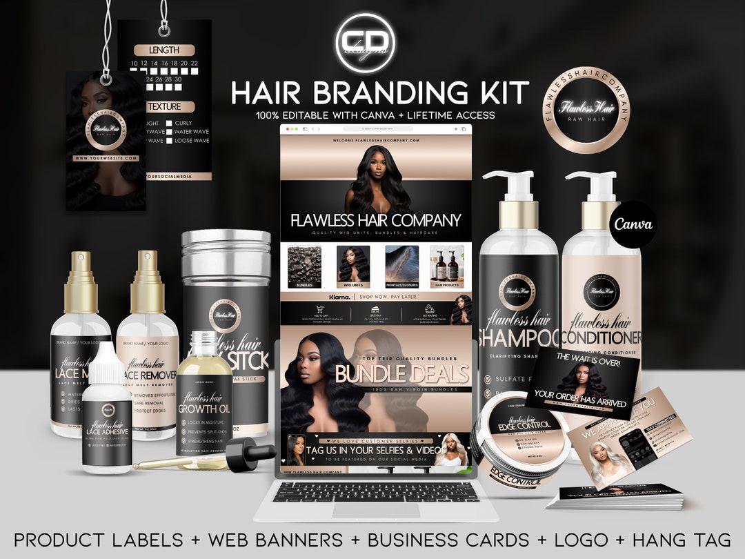 Hair Business Branding Kit Bundle | Hair Product Label Bundles - Etsy