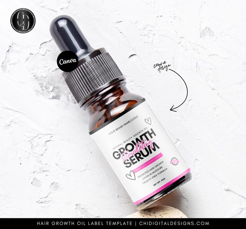 Hair Growth Oil Label Template: Editable Canva Design (2-8 Oz) (digital ...