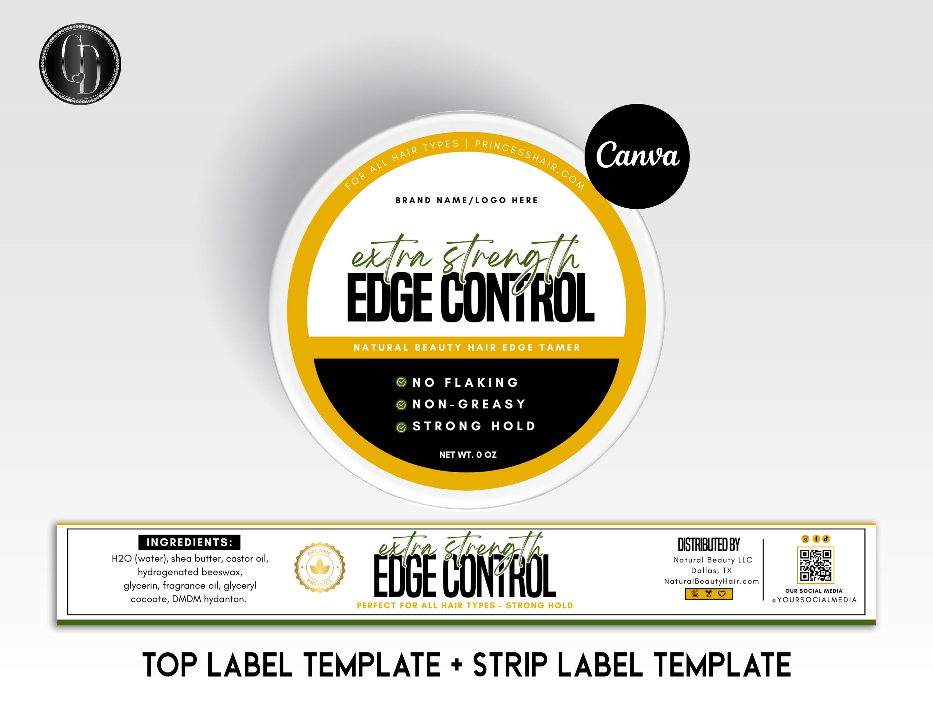 Edge Control Label Design Template | Hair Product Label | Editable Edge ...