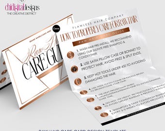 Raw Hair Extensions Care Card Template Design