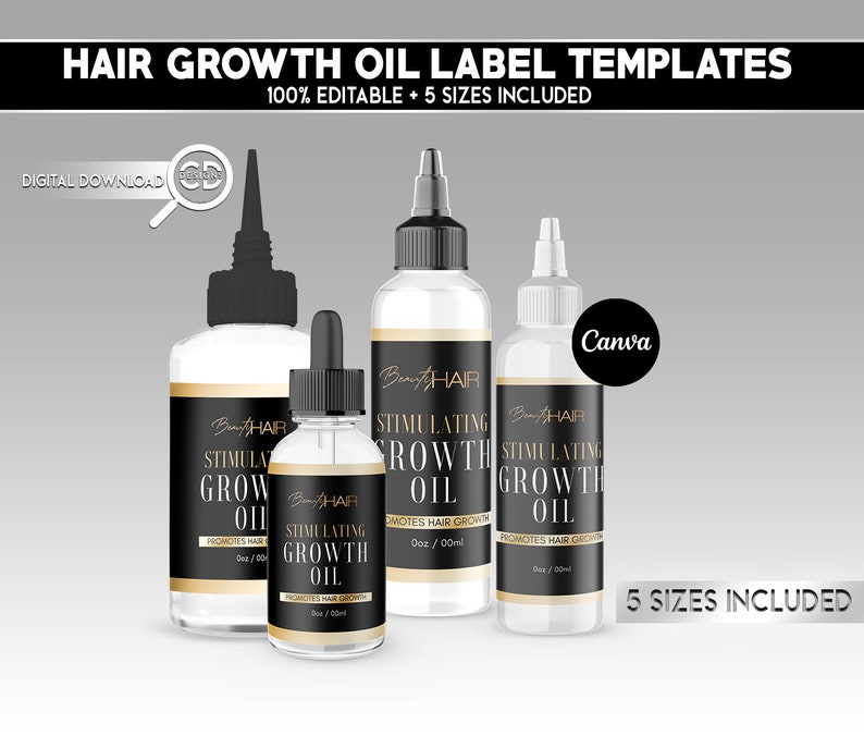 Hair Growth Oil Label Template Dropper Bottle Label Template Etsy