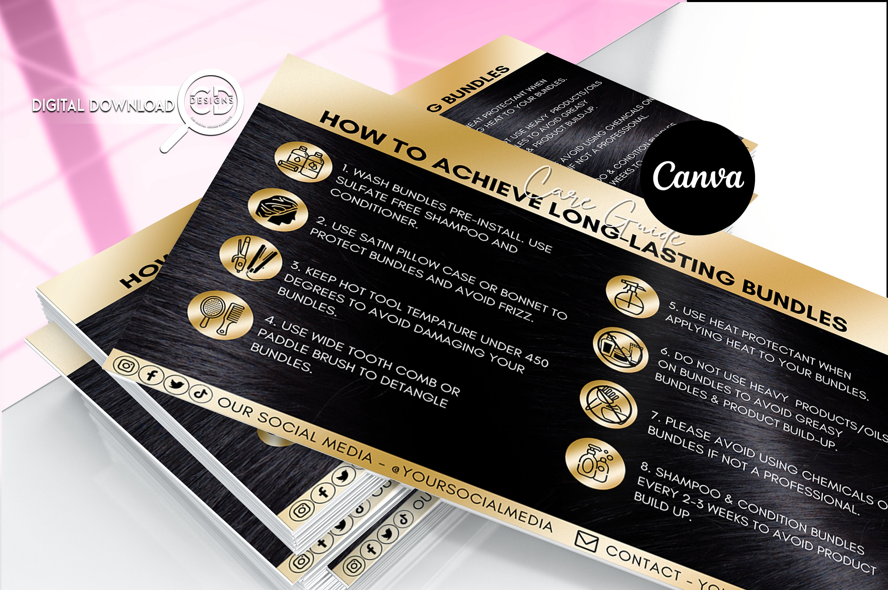Hair Care Card Template After Care Card Template Hair Care Etsy